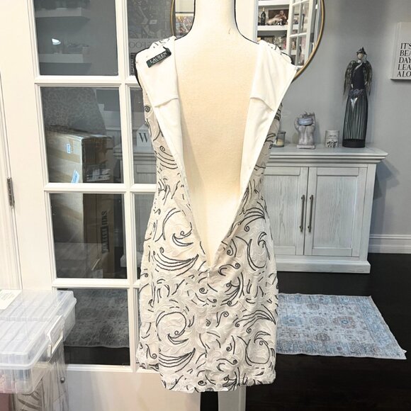 Lauren Ralph Lauren Black and White Sequence Evening Dress - Picture 8 of 9